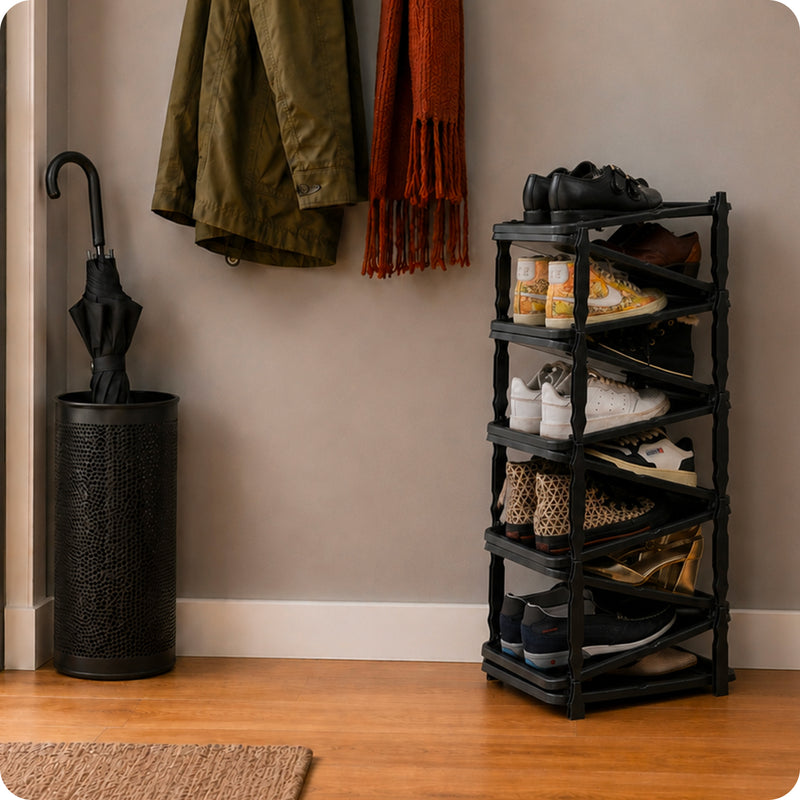 Zig Zag Plastic Shoe Cabinet for 10 Pairs of Shoes 36x30x65cm