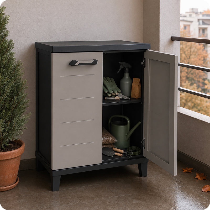 Prime Low Cabinet in Moisture-Resistant Plastic 66x40x88 cm for Tight Spaces
