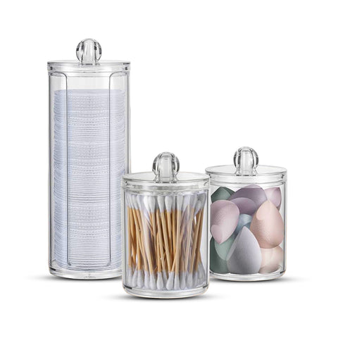 Transparent Bathroom Organizers – Set of 3 with Multi-Purpose PP Lid