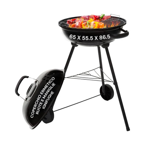 Carmensa Charcoal Barbecue with Chrome-Plated Grill Ø44cm for 6/8 People