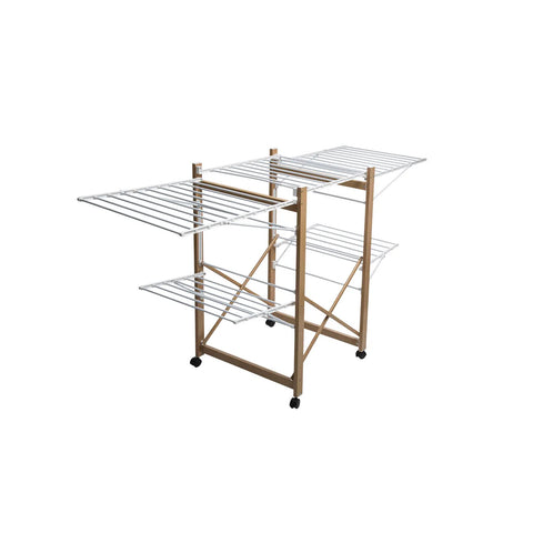 27m Metal Clothes Airer with 2 Shelves and Wheels