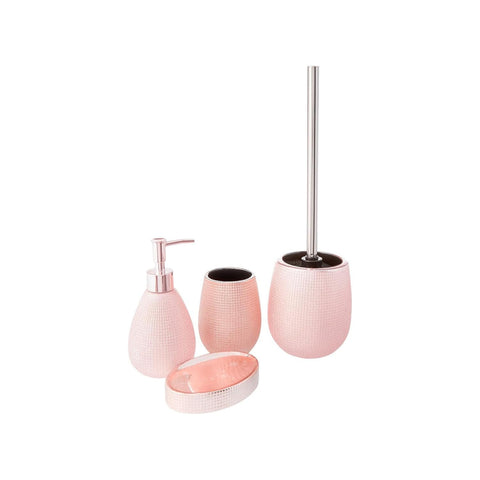 Set Of 4 Rose Gold Ceramic Bathroom Accessories