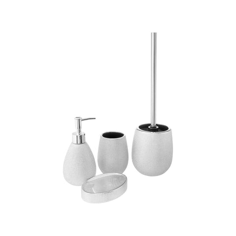 Set Of 4 Silver Ceramic Bathroom Accessories
