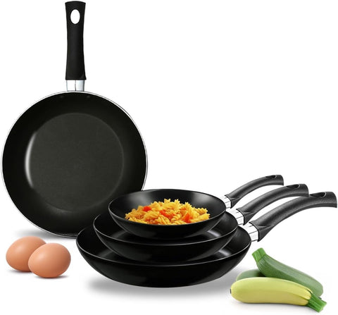 Set of 4 Non-Stick Frying Pans with Ergonomic Soft-Touch Handles