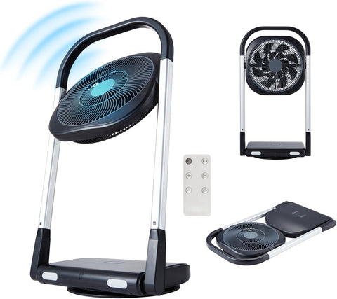 Slim Foldable Fan, 8 Speeds, with Timer and Remote Control, 13W, Black