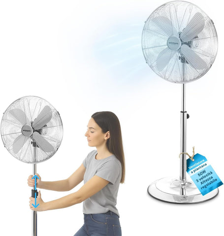 Quiet 50W Pedestal Fan with 3 Speeds and Adjustable Oscillation