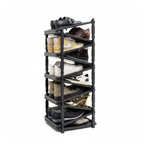 Zig Zag Plastic Shoe Cabinet for 10 Pairs of Shoes 36x30x65cm