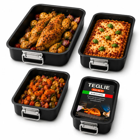 Set of 4 Rectangular Oven Trays for Vulcano Oven 20-25-30-35cm