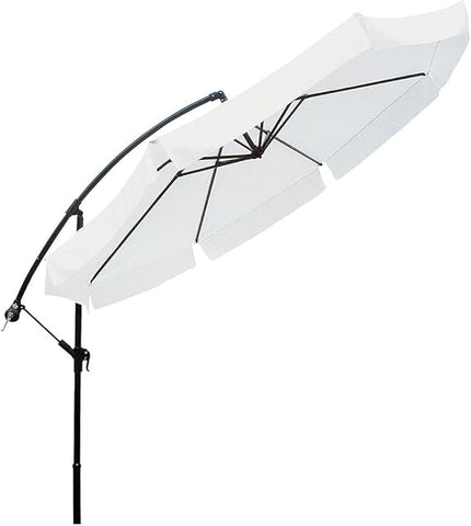 Offset Patio Umbrella ø3m White with Side Arm in Steel and Crank