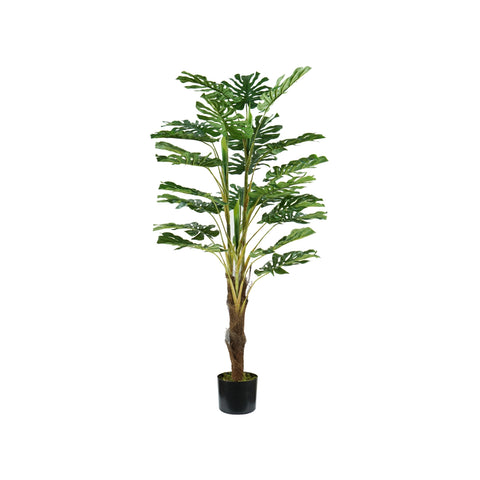 Polyethylene Monstera Plant with 24 Leaves and Moss-Filled Pot, 120cm