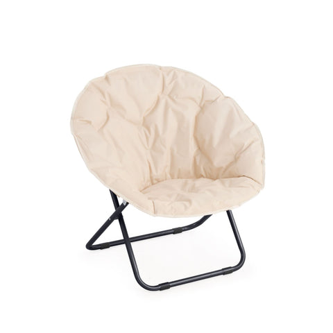 Moon Beige Armchair in Anthracite Steel with Polyester Cover