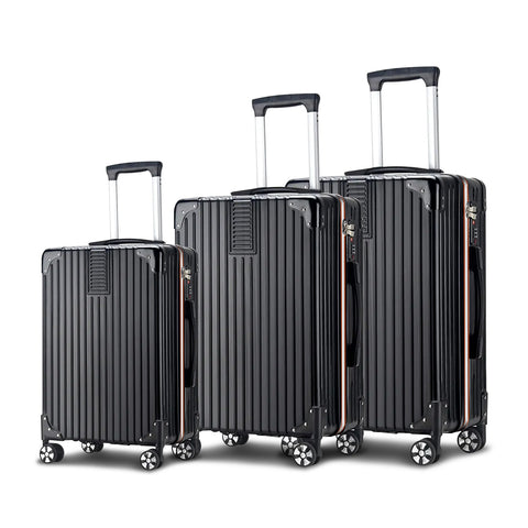 Set of 3 Trolleys 56/66/76cm, Black ABS