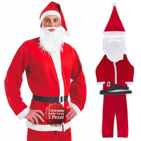 Complete Santa Claus Costume – Hat, Beard, Jacket and Trousers
