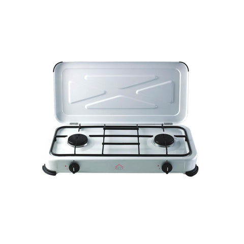 2-Burner Gas Stove with White Lid