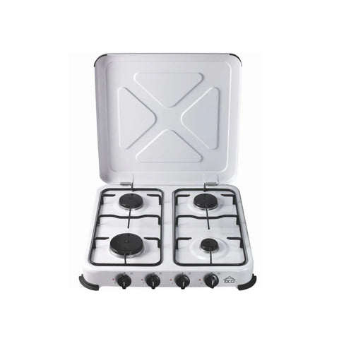 4-Burner Gas Stove with White Lid