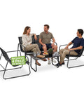 Set lounge da giardino 4 pezzi in ferro e Textilene