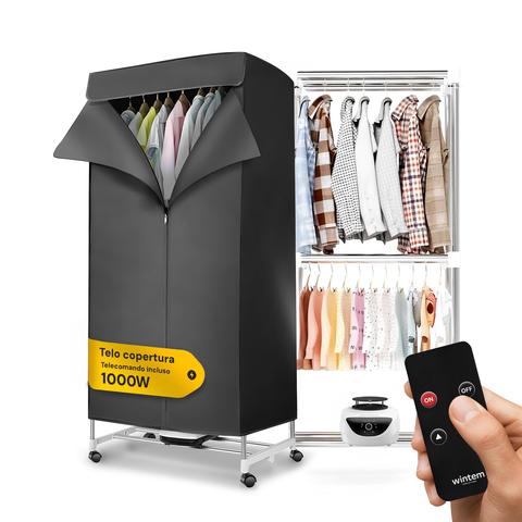 Rectangular Air Clothes Dryer with Timer and Cover 1000W