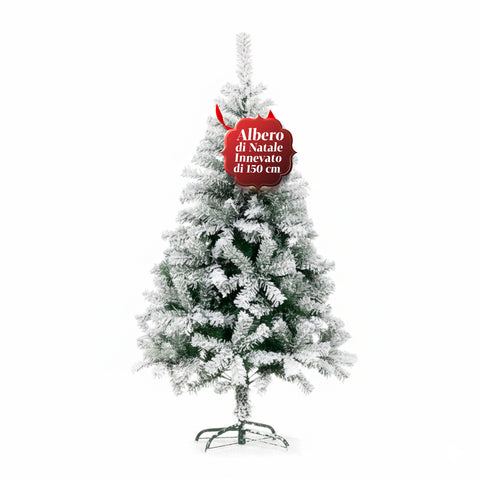 Snow-Covered Christmas Tree with Full Branches and Metal Base– 150/180/210 cm