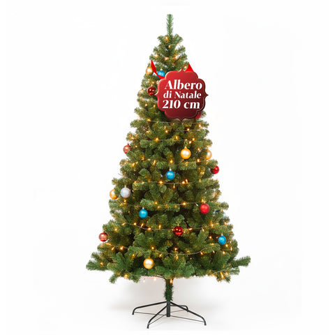 Realistic Green Christmas Tree 210 cm with 631 Branches – Traditional Style