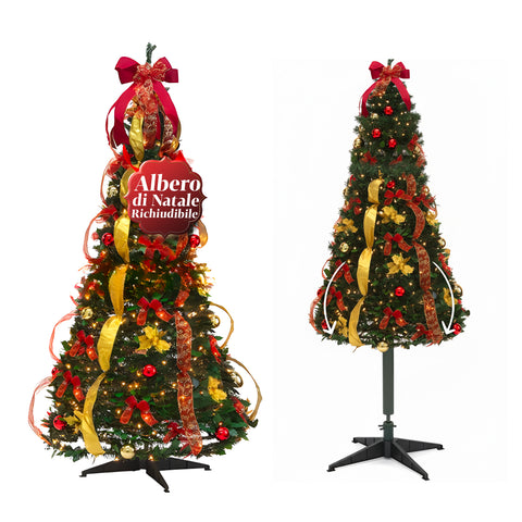 150 cm Christmas Tree with Warm Lights – Foldable with Pop-up System