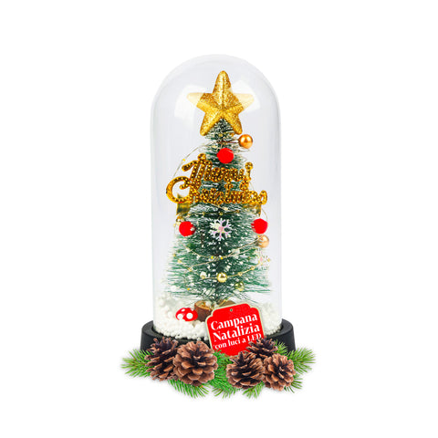 Christmas Tree Under a Cloche with LED Lights – Illuminated Christmas Elegance