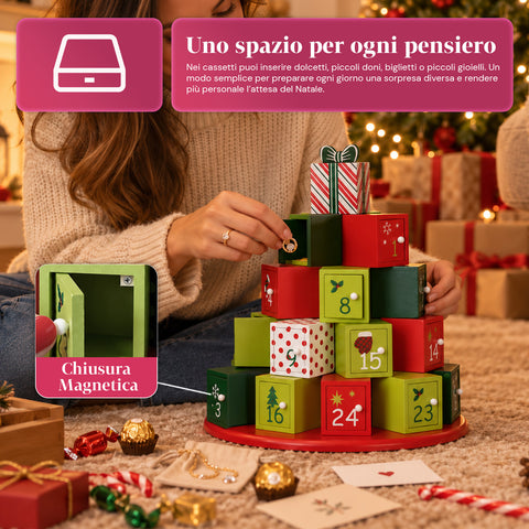 Advent Calendars – Tree Version with Drawers or Little Houses with Stickers