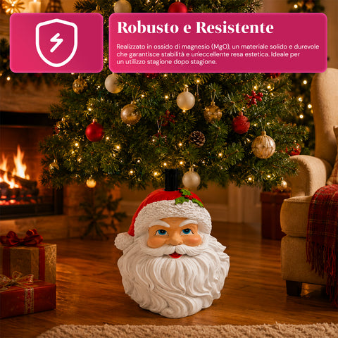 Decorative Christmas tree base, 10 designs, made of iron and magnesium, universal attachment, for trees up to 210 cm, 2 models with LED lights