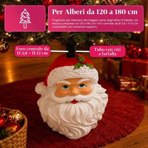 Decorative Christmas tree base, 10 designs, made of iron and magnesium, universal attachment, for trees up to 210 cm, 2 models with LED lights