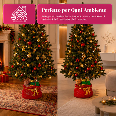 Decorative Christmas tree base, 10 designs, made of iron and magnesium, universal attachment, for trees up to 210 cm, 2 models with LED lights