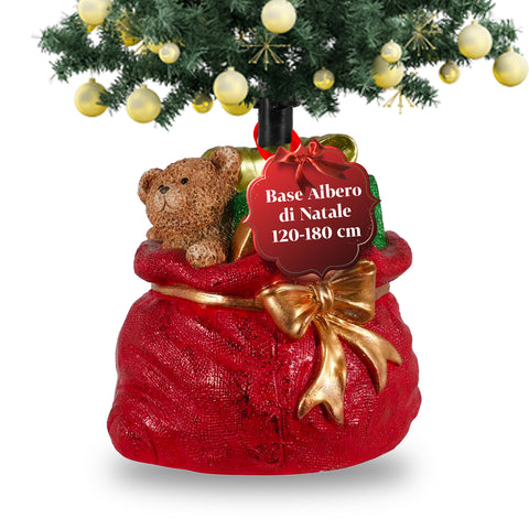 Decorative Christmas tree base, 10 designs, made of iron and magnesium, universal attachment, for trees up to 210 cm, 2 models with LED lights