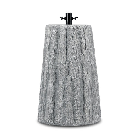 Christmas tree base shaped like a tree trunk, bark effect, 2 finishes, dimensions 33,5x52,5 cm, for trees up to 240 cm, universal attachment