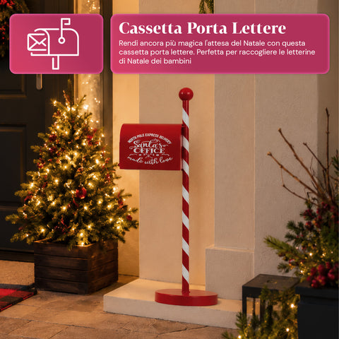Red and White Christmas Mailbox H50 cm in American Style