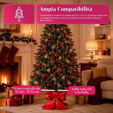 Decorative Christmas tree base, 10 designs, made of iron and magnesium, universal attachment, for trees up to 210 cm, 2 models with LED lights