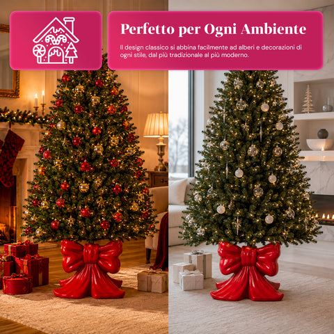 Decorative Christmas tree base, 10 designs, made of iron and magnesium, universal attachment, for trees up to 210 cm, 2 models with LED lights