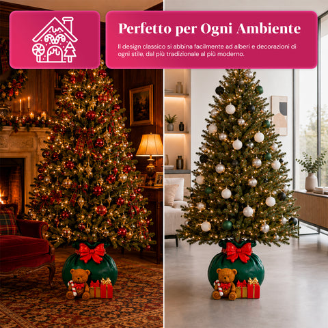 Decorative Christmas tree base, 10 designs, made of iron and magnesium, universal attachment, for trees up to 210 cm, 2 models with LED lights