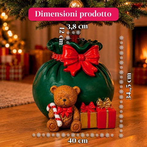 Decorative Christmas tree base, 10 designs, made of iron and magnesium, universal attachment, for trees up to 210 cm, 2 models with LED lights