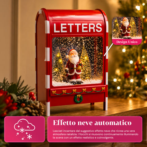 Christmas Mailbox with Santa Claus - LED, Music and Snow Effect