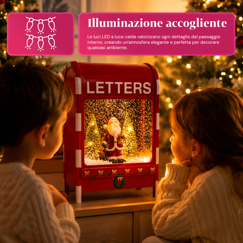 Christmas Mailbox with Santa Claus - LED, Music and Snow Effect