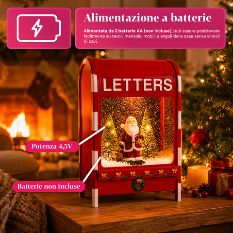 Christmas Mailbox with Santa Claus - LED, Music and Snow Effect