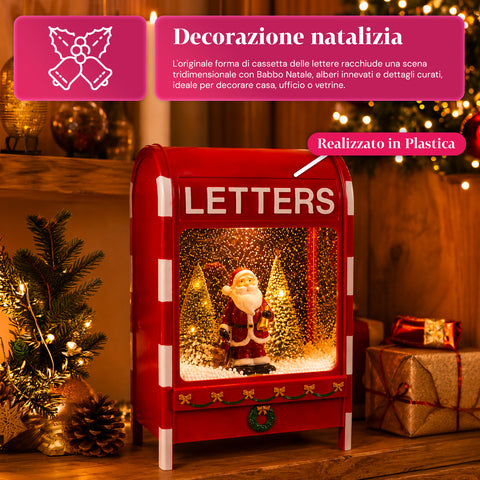 Christmas Mailbox with Santa Claus - LED, Music and Snow Effect