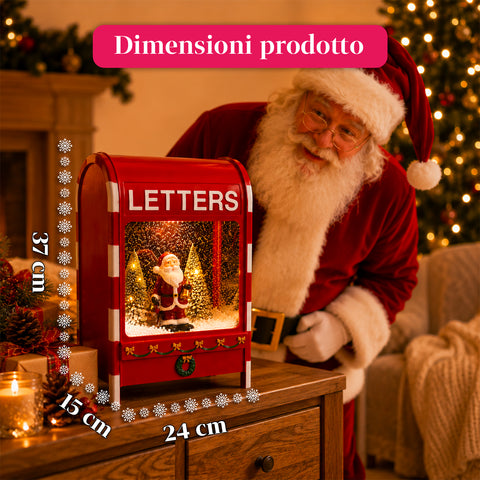 Christmas Mailbox with Santa Claus - LED, Music and Snow Effect