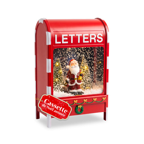 Christmas Mailbox with Santa Claus - LED, Music and Snow Effect