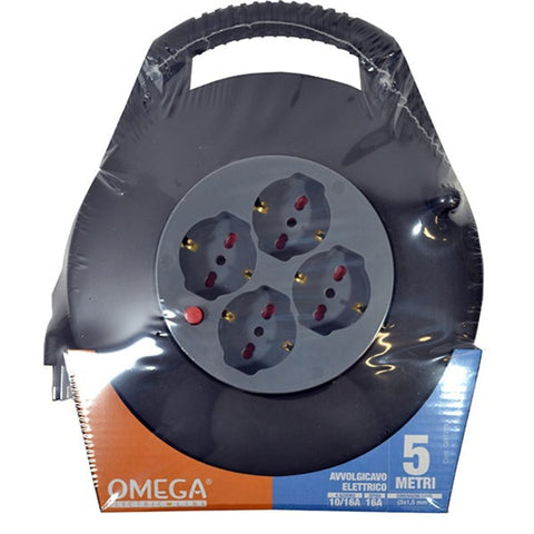 Manual Extension Cord Reel with 4 Universal Sockets