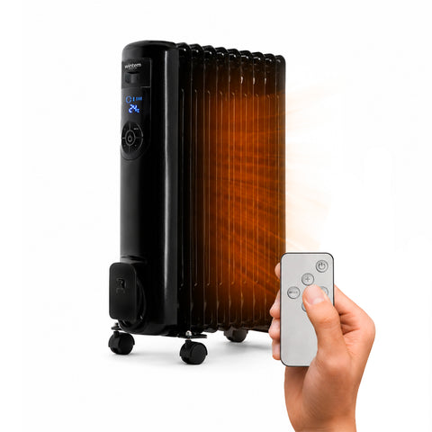 2000W Oil-Filled Electric Radiator with 9 Elements, 3-Level Adjustment, and Timer