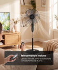 Ventilatore 40W a Piantana 40 cm con Telecomando e Altezza Regolabile fino a 135 cm – 6 Velocità