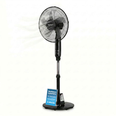 40W 40cm Pedestal Fan with Remote Control and Height Adjustable up to 135cm – 6 Speeds