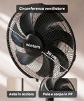 Ventilatore a Piantana 40W con 7 Pale, 3 Velocità, Altezza Regolabile 80-100cm