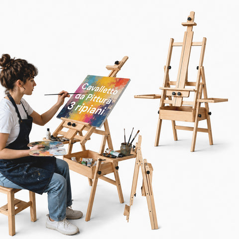 Beechwood Artist's Easel 122x44x40 cm with Adjustable Height