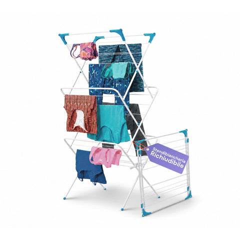 Steel Clothes Drying Rack 61x44x138cm – Vertical, 4 Hooks and Foldable
