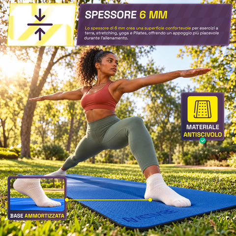 6 mm non-slip TPE yoga mat, double-sided with shoulder strap